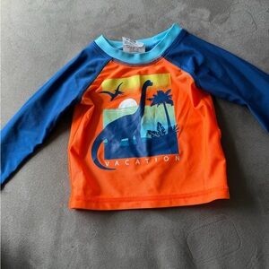 Wave Zone Orange & Blue Vacation Dinosaur Rash Guard Swim Top 3-6 month
